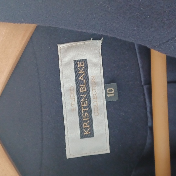 Kristen Blake Virgin Wool Cashmere Blend Full Length Coat, Blue, Pockets, Lined - Picture 2 of 14